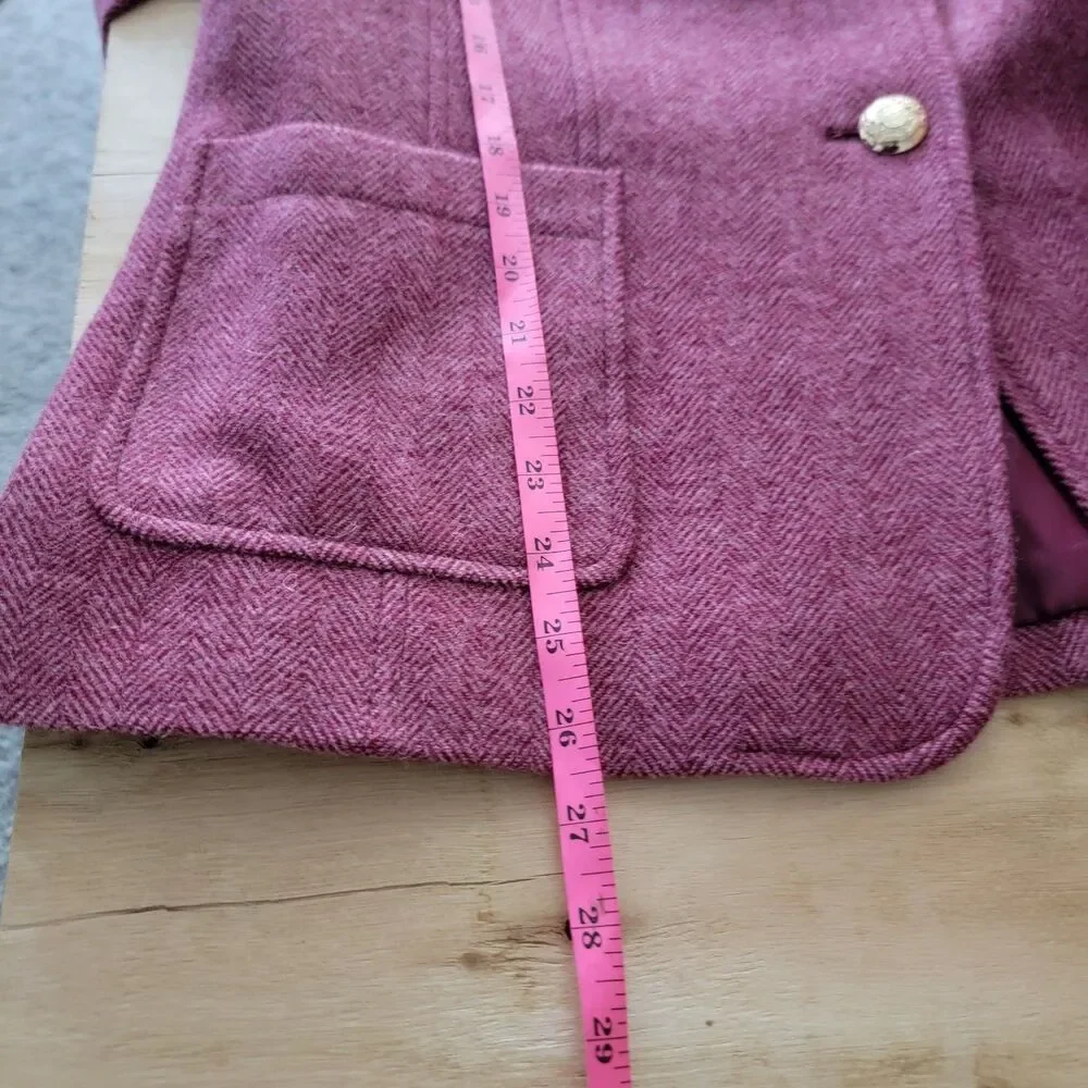 Talbots Classic Pink Blazer Wool Blend Size 16 Gold Buttons Office Business Work